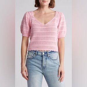 NWT Lush Pink Crochet Women's Sweater Medium